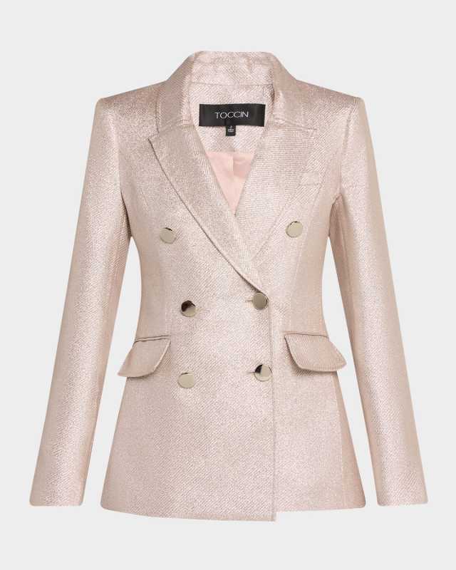 Mia Double-Breasted Metallic Blazer